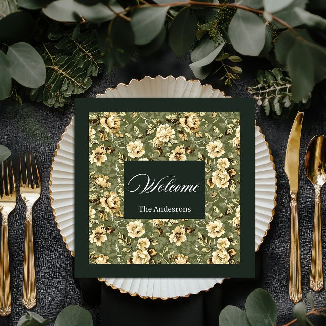 Personalized Green Gold Napkins Modern Elegant (Personalized Green Gold Napkins Modern Elegant)