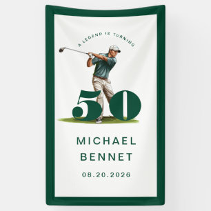 Personalized Green Golf 50th Birthday  Banner