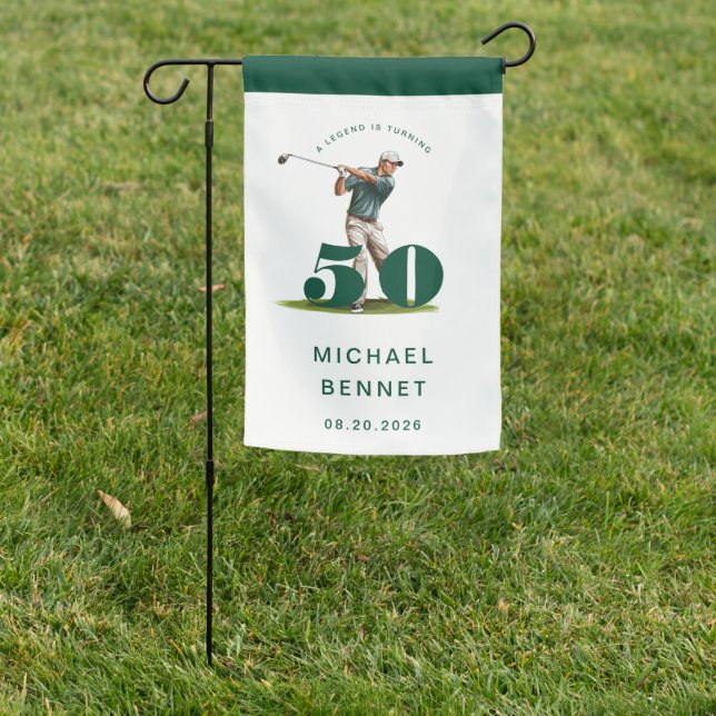 Personalized Green Golf 50th Birthday  Garden Flag (In SItu)