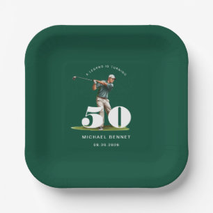 Personalized Green Golf 50th Birthday Paper Plates