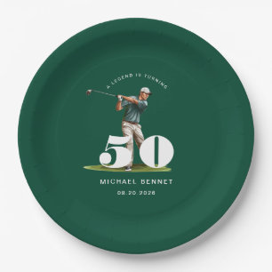 Personalized Green Golf 50th Birthday Paper Plates