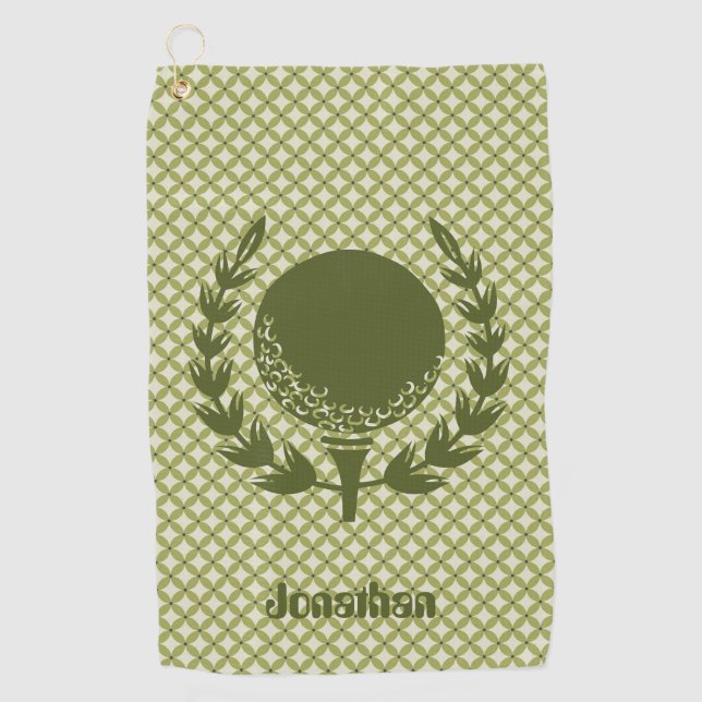 Personalized Green Golf Ball Leaf Magnetic Custom Towel (Front)