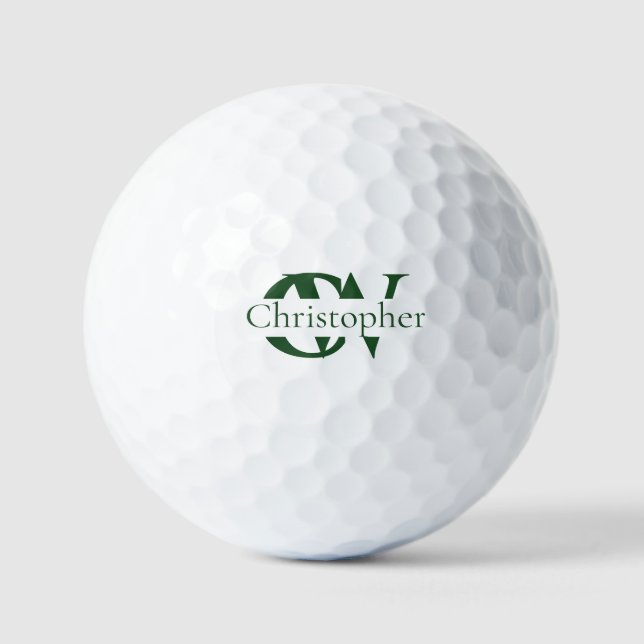 Personalized Green Golf Ball with  Name & Initials (Front)