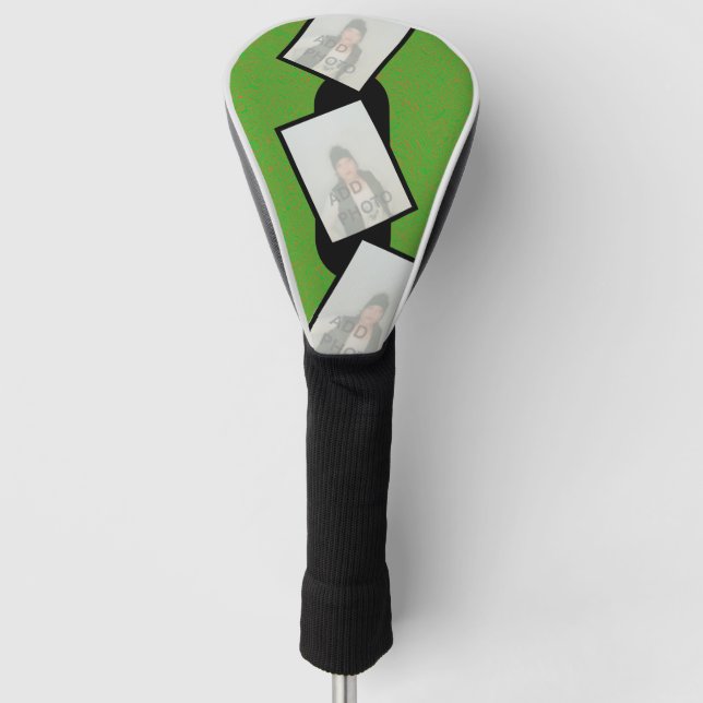 Personalized Green Golf Head Cover with Photos (Front)