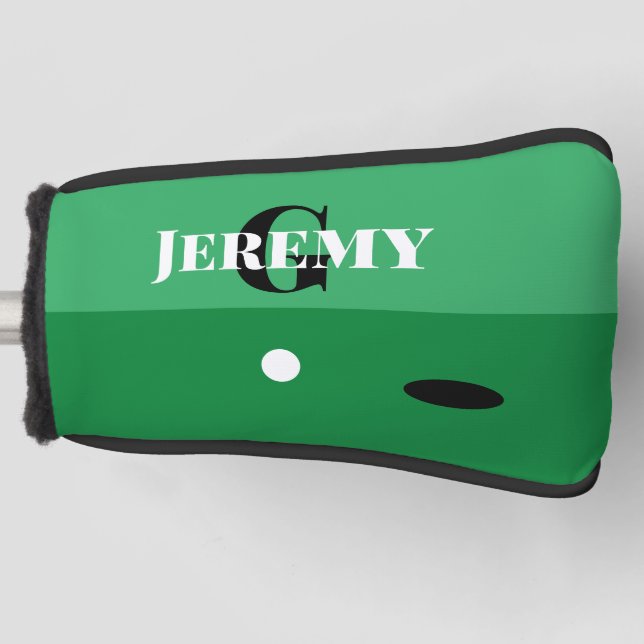 Personalized green golf putter cover for golfers (Front)