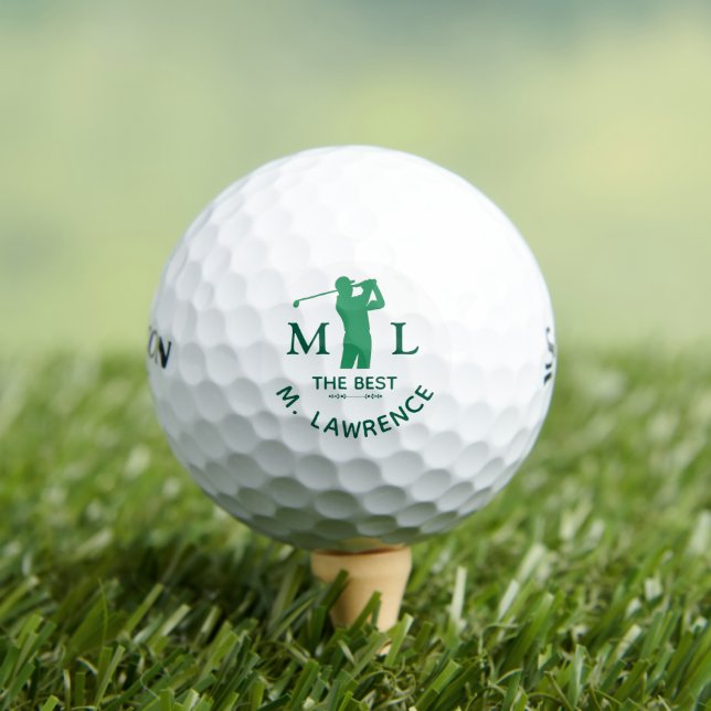 Personalized Green Golfer Man Name  Golf Balls (Insitu Tee)