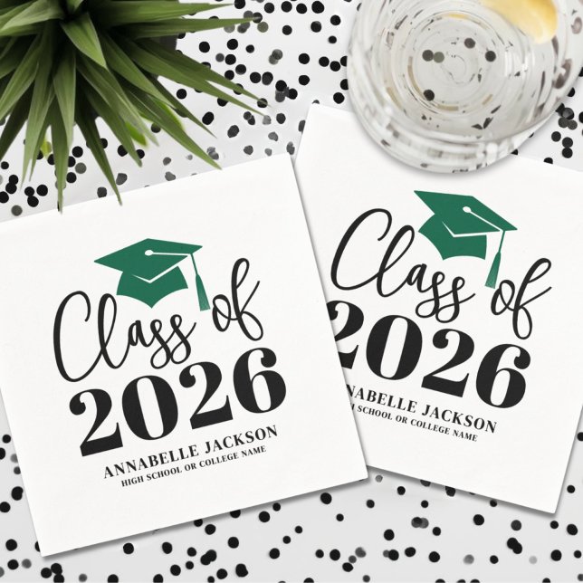 Personalized Green Graduation Napkins (Personalized Green Graduation Napkins)