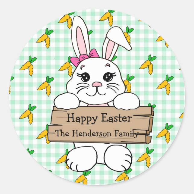 Personalized Green  Happy Easter to you Stickers (Front)