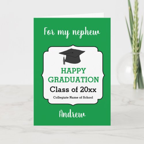 Personalized Green Happy Graduation 2024 Graduate Card
