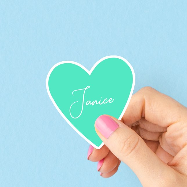 Personalized Green Heart Sticker (Creator Uploaded)