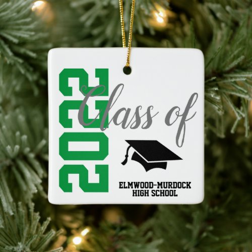 Personalized Green High School Graduation Ceramic Ornament