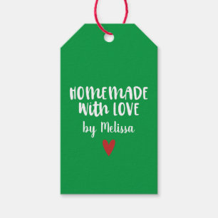 Personalized Green Homemade With Love Heart Gift Tags