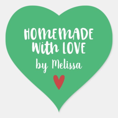 Personalized Green Homemade with Love Heart Sticker