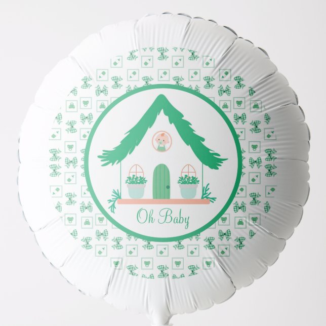 Personalized Green House Oh Baby Shower Balloon (Front)