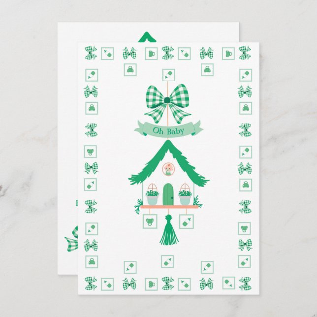 Personalized Green House Oh Baby Shower Invitation (Front/Back)