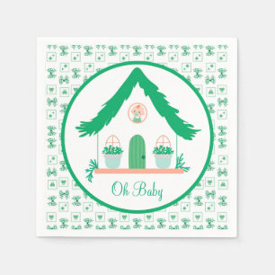 Personalized Green House Oh Baby Shower Napkins