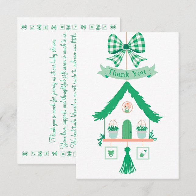 Personalized Green House Thank You Baby Shower (Front/Back)