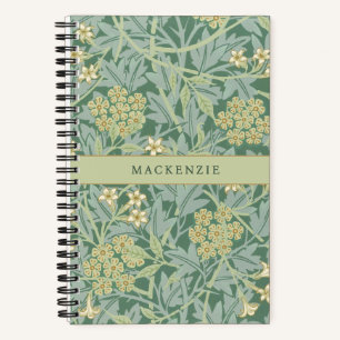 Personalized Green Jasmine Floral Pattern Notebook