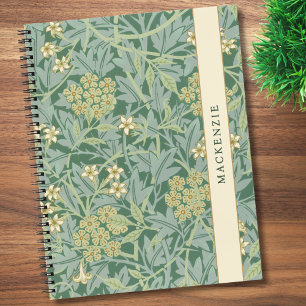Personalized Green Jasmine Floral Pattern Notebook