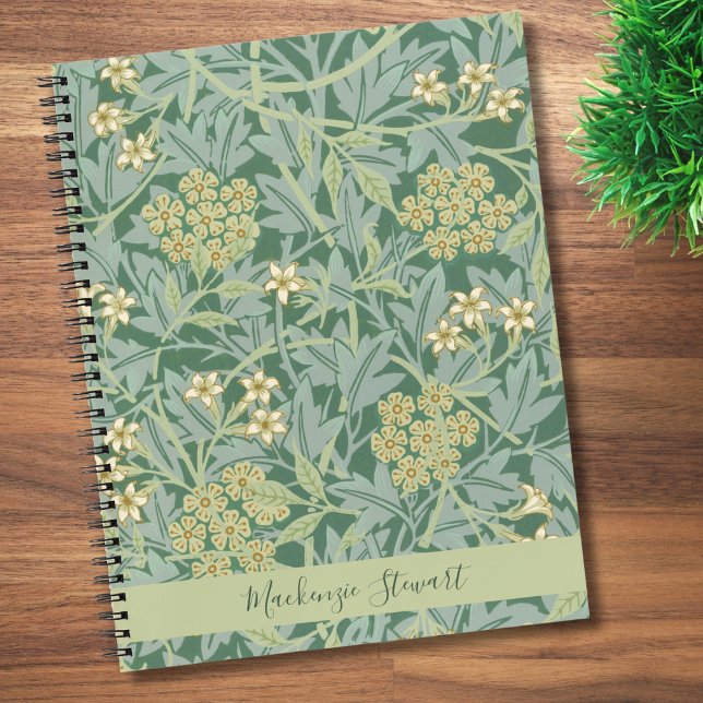 Personalized Green Jasmine Floral Pattern Notebook (Creator Uploaded)