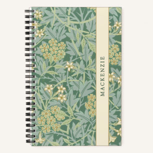 Personalized Green Jasmine Floral Pattern Notebook