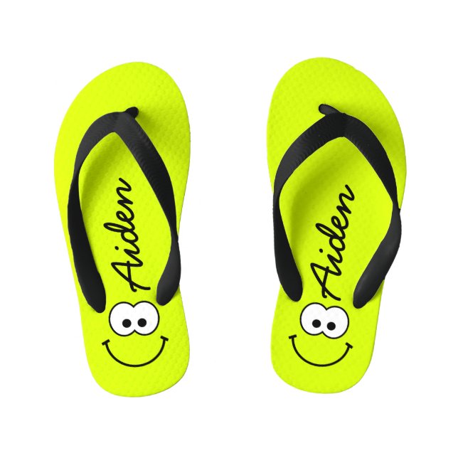 Personalized Green Kid's Flip Flops (Footbed)