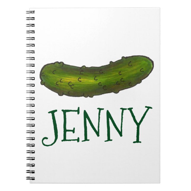 Personalized Green Kosher Dill Pickle Notebook (Front)