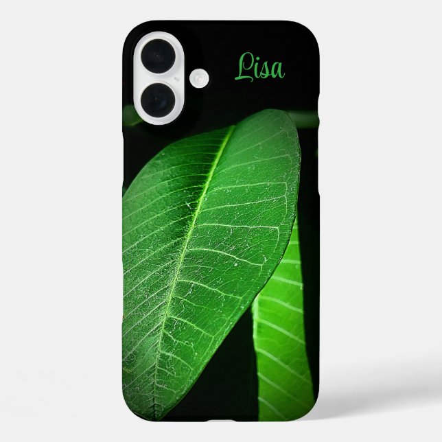 Personalized Green Leaf Apple iPhone Case (Back)