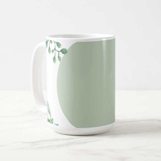 Personalized Green Leaf Florals 1-image Coffee Mug (Front Left)