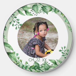 Personalized Green Leaf Florals Wireless Charger