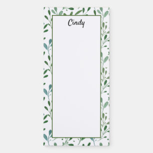Personalized Green Leaf Pattern Magnetic Notepad