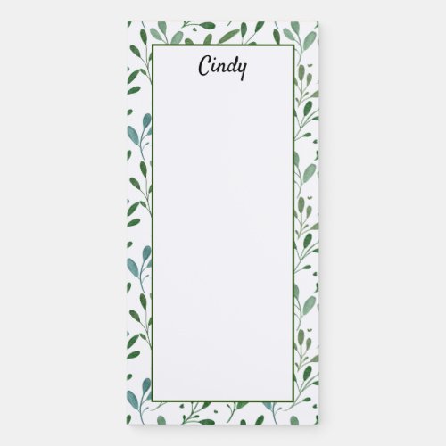 Personalized Green Leaf Pattern Magnetic Notepad