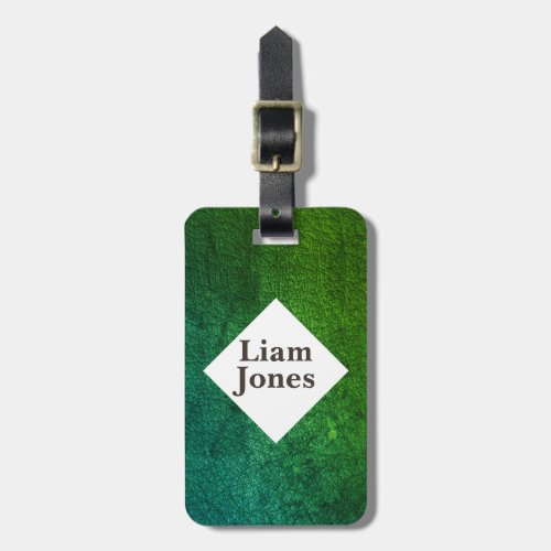 Personalized Green Leather Print luggage tag