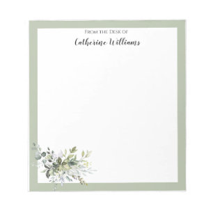 Personalized Green Leaves Home Office Stationery Notepad