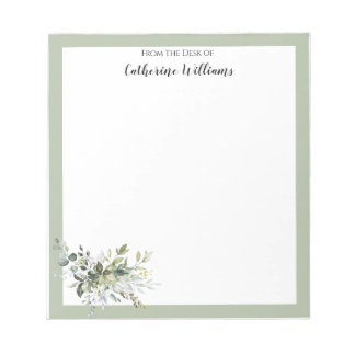 Personalized Green Leaves Home Office Stationery  Notepad
