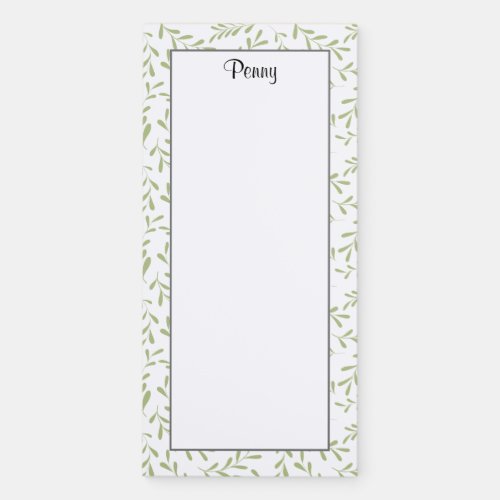 Personalized Green Leaves Leaf Magnetic Notepad