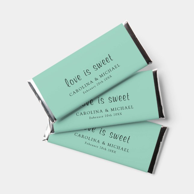 Personalized Green love is sweet Hershey Bar Favors (Front)