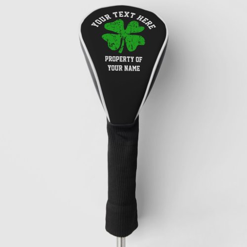 Personalized green lucky clover golf driver cover 
