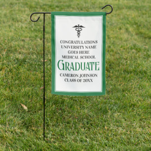 Personalized Green Medical School Graduate Garden Flag
