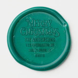 Personalized Green Merry Christmas Address  Wax Seal Sticker