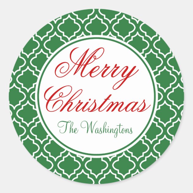 Personalized Green Merry Christmas Gift Stickers