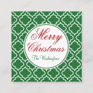 Personalized Green Merry Christmas Gift Tag Cards