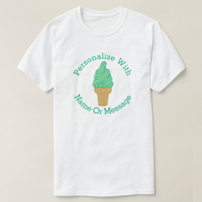 PERSONALIZED Green Mint Ice Cream Cone T-Shirt (Design Front)