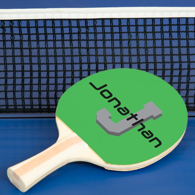 Personalized Green Monogram Initial Design  Ping Pong Paddle (Insitu)