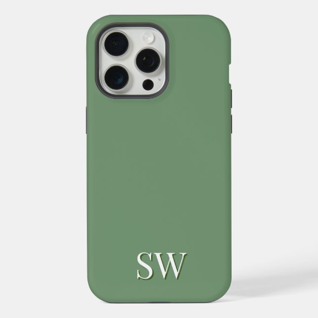 Personalized green monogram iphone case (Back)