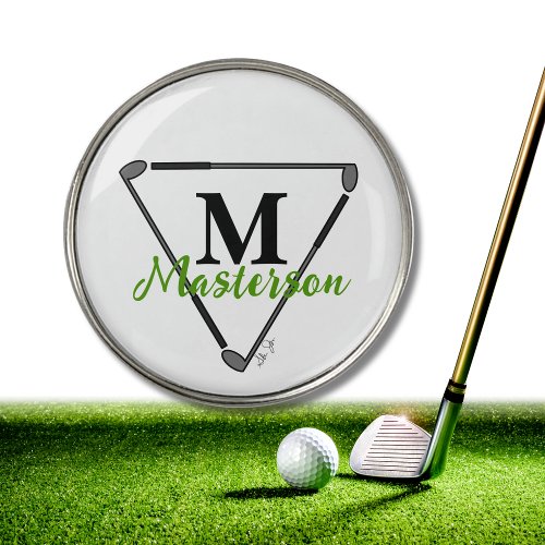 Personalized Green MonogramName Unique Golf Clubs Golf Ball Marker