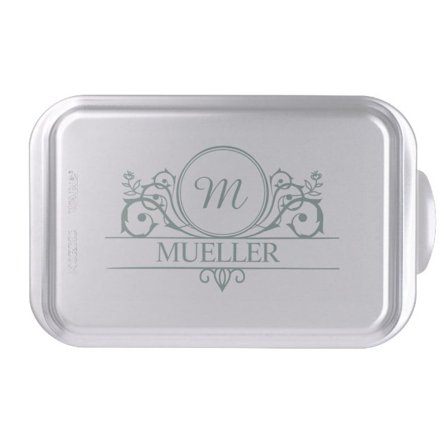 Personalized Green Monogrammed Cake Pan (Front)