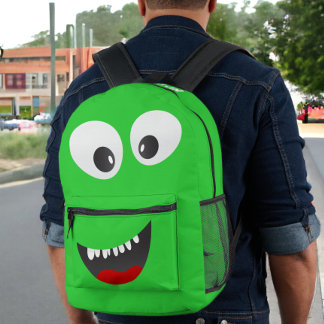 Personalized Green Monster Fun Printed Backpack