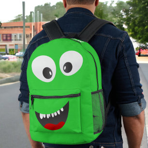 Personalized Green Monster Fun Printed Backpack