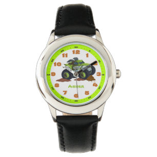 Personalized Green Monster Truck Educational Watch